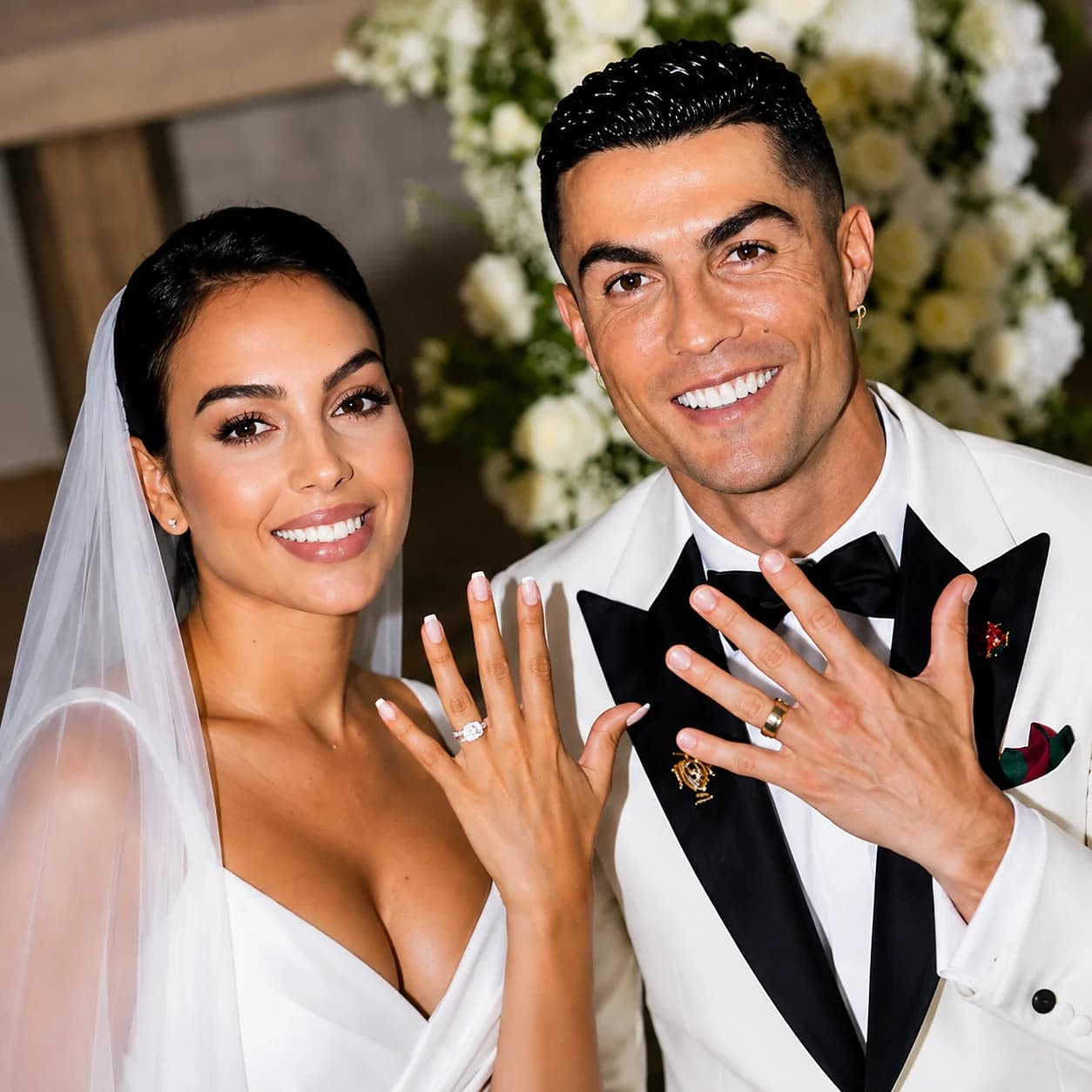 Cristiano Ronaldo and Georgina Rodríguez celebrate their marriage after nearly a decade together.