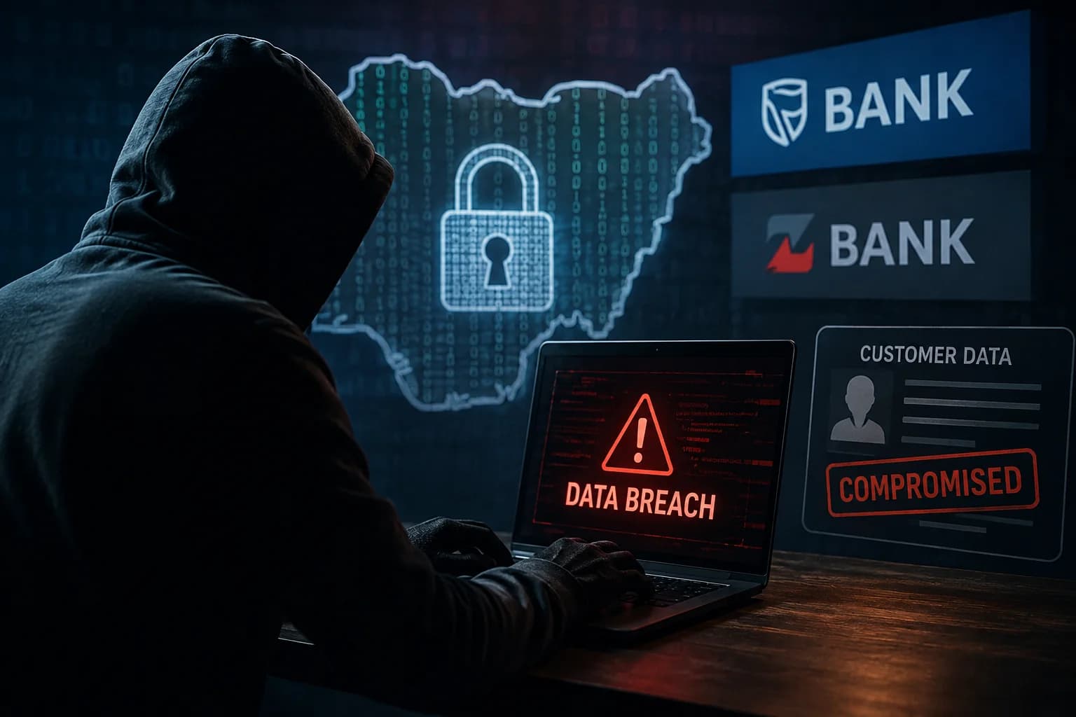 Access Bank and Zenith Bank logos representing recent cybersecurity incidents affecting customer data.