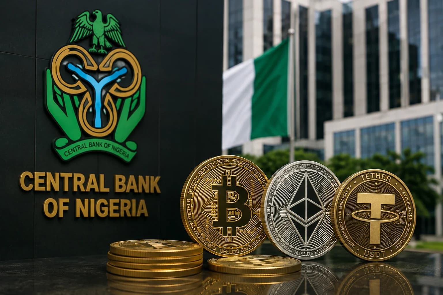 Central Bank of Nigeria headquarters representing the country's new regulatory framework for cryptocurrencies and stablecoins.