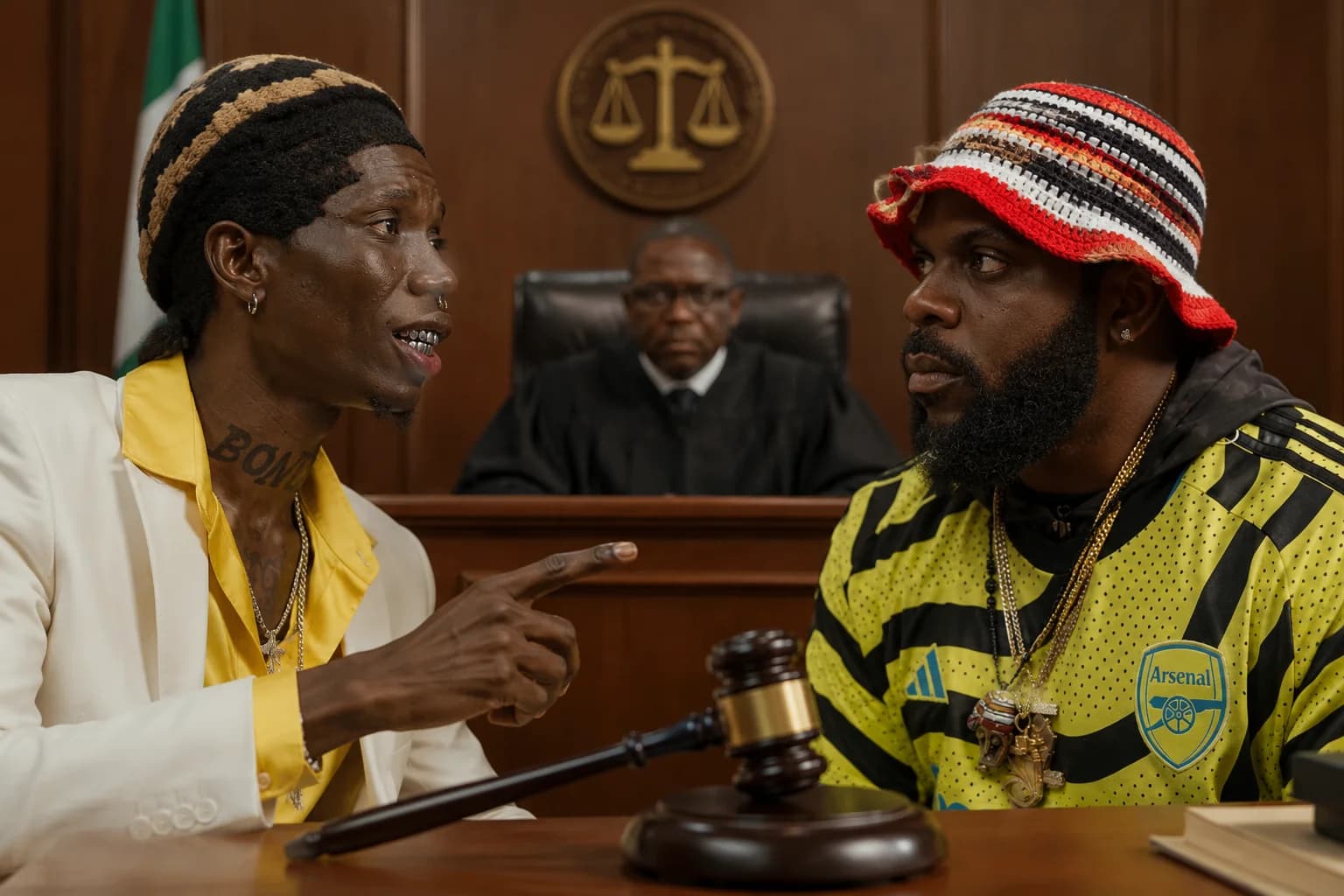 Nigerian rappers Blaqbonez and Odumodublvck, whose public hip-hop feud has escalated into a ₦2.55 billion legal dispute over alleged defamatory statements.