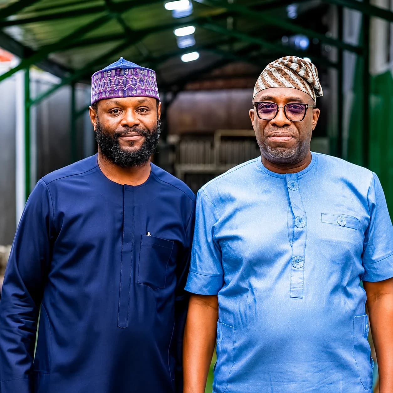 Segun Showunmi and Seyi Tinubu during Showunmi's visit to the City Boy Movement office in Nigeria.