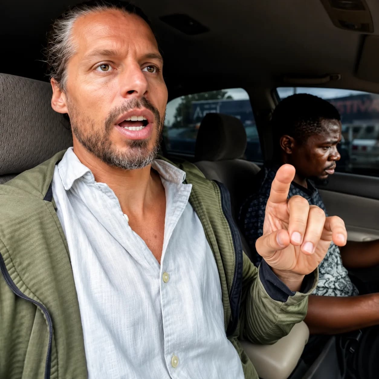 Travel vlogger arguing with an Uber driver over an alleged extra fare during a trip in