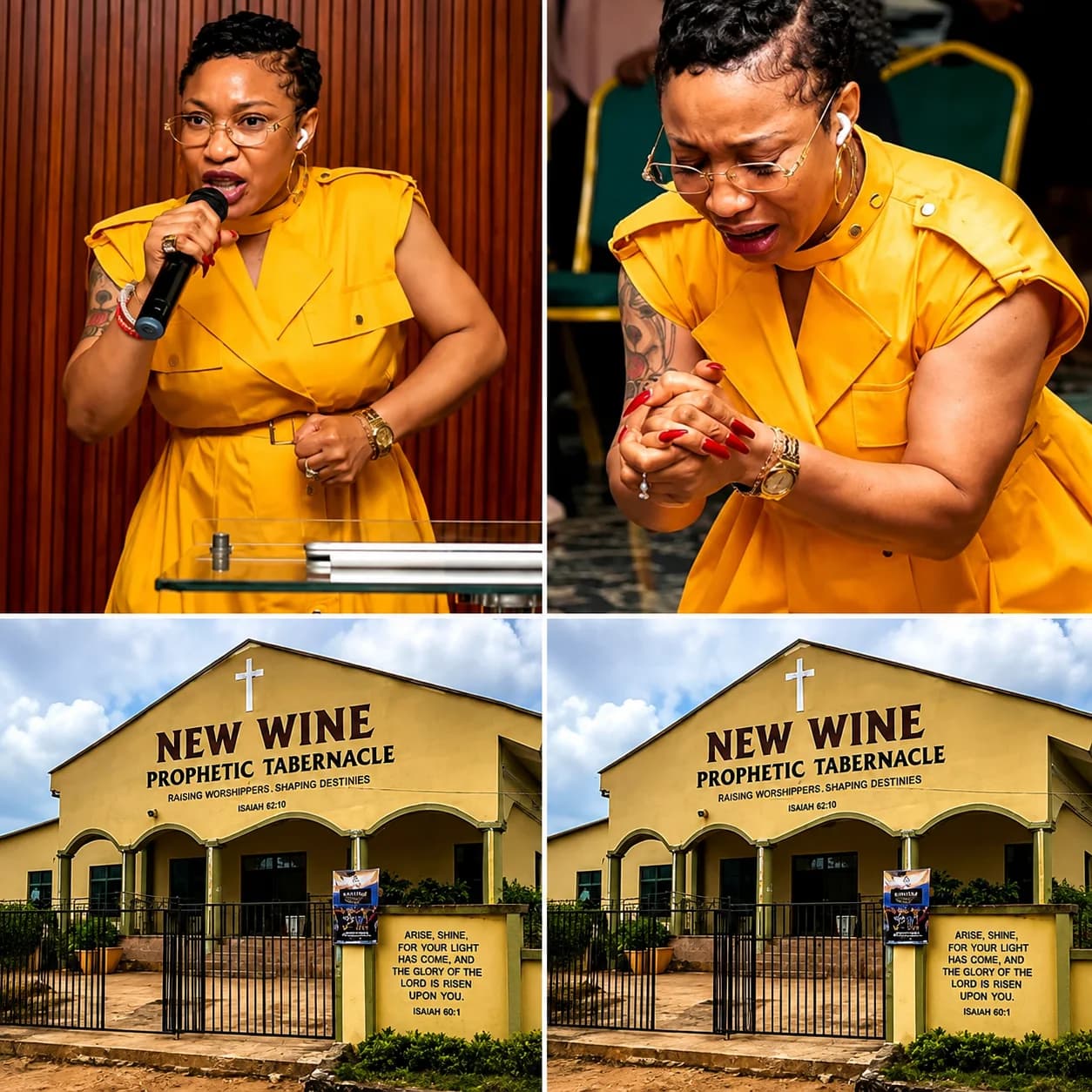 Tonto Dikeh speaking about her new ministry New Wine Prophetic Tabernacle in Abuja.